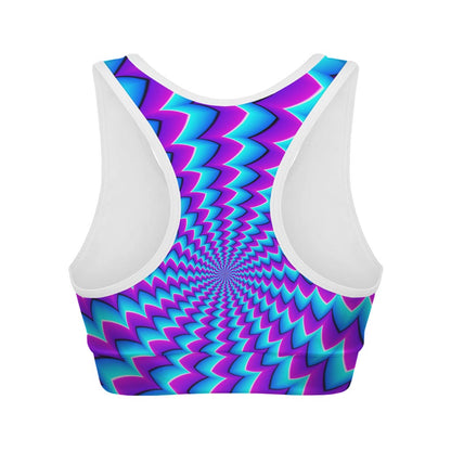 Blue Dizzy Moving Optical Illusion Women's Sports Bra