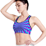 Blue Dizzy Moving Optical Illusion Women's Sports Bra