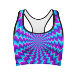 Blue Dizzy Moving Optical Illusion Women's Sports Bra