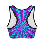 Blue Dizzy Moving Optical Illusion Women's Sports Bra
