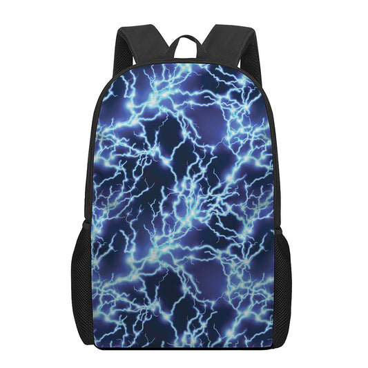 Blue Electric Lightning Print 17 Inch Backpack