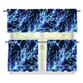 Blue Electric Lightning Print 3 Piece Kitchen Curtains