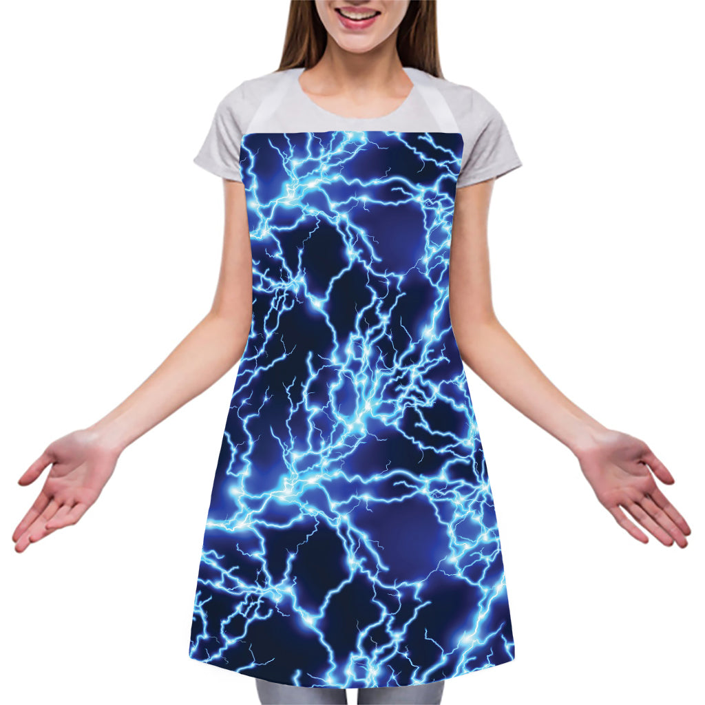 Blue Electric Lightning Print Adjustable Apron