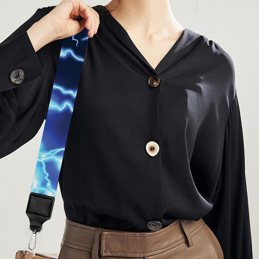 Blue Electric Lightning Print Bag Strap