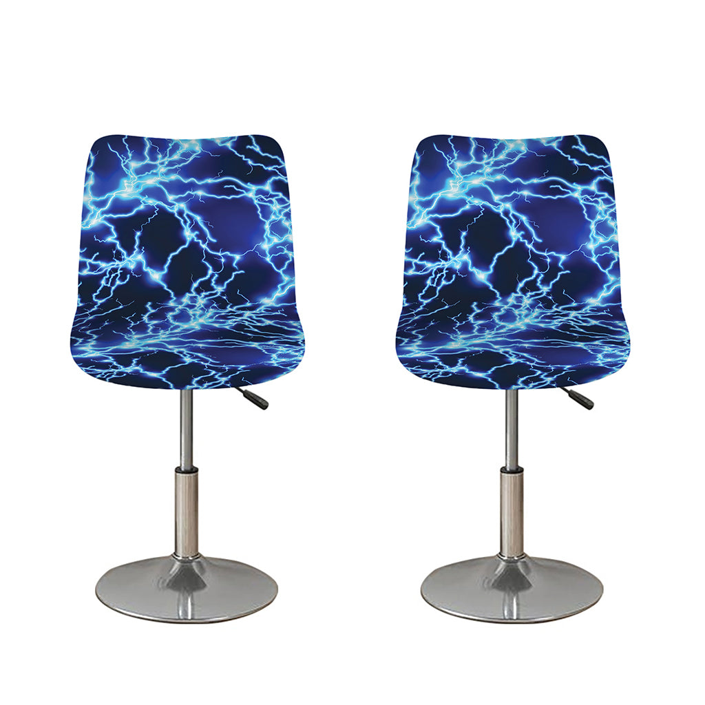 Blue Electric Lightning Print Bar Stool Covers