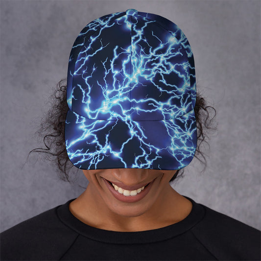 Blue Electric Lightning Print Baseball Cap