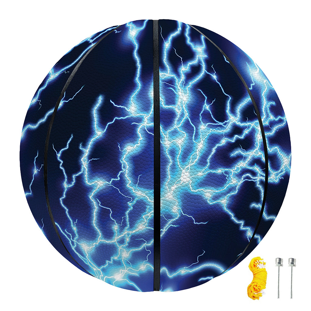 Blue Electric Lightning Print Basketball