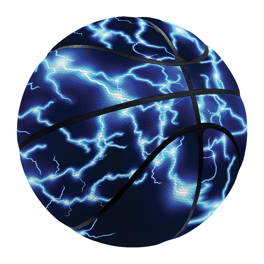 Blue Electric Lightning Print Basketball