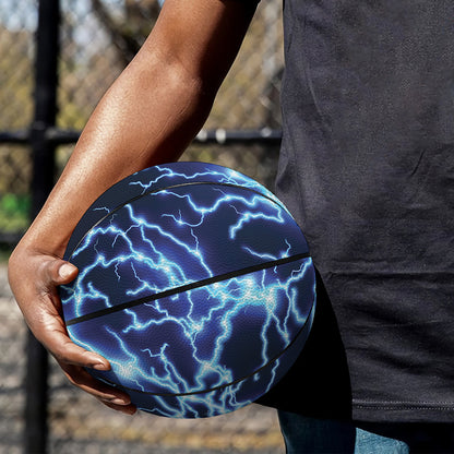 Blue Electric Lightning Print Basketball