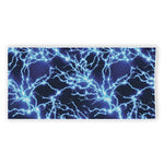 Blue Electric Lightning Print Beach Towel