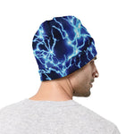 Blue Electric Lightning Print Beanie