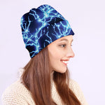 Blue Electric Lightning Print Beanie