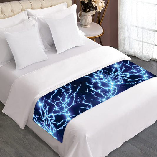 Blue Electric Lightning Print Bed Runner
