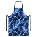 Blue Electric Lightning Print Bib Apron With Pocket