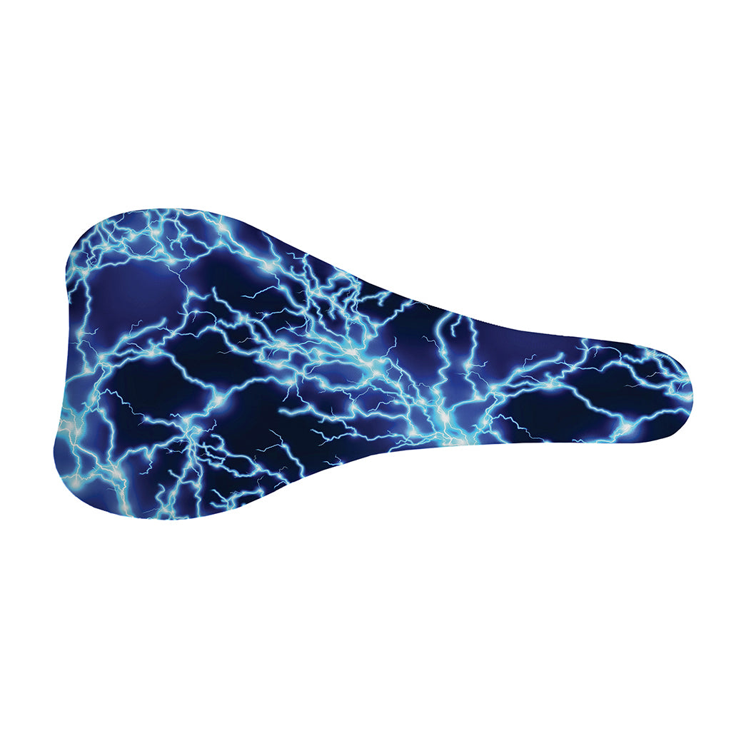 Blue Electric Lightning Print Bicycle Seat Cover