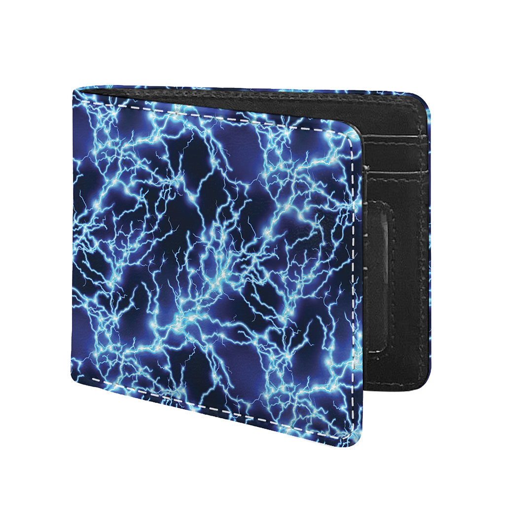 Blue Electric Lightning Print Bifold Wallet