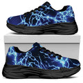 Blue Electric Lightning Print Black Chunky Shoes