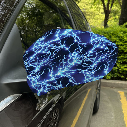 Blue Electric Lightning Print Car Side Mirror Covers