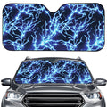 Blue Electric Lightning Print Car Windshield Sun Shade