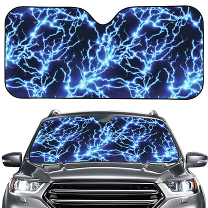 Blue Electric Lightning Print Car Windshield Sun Shade