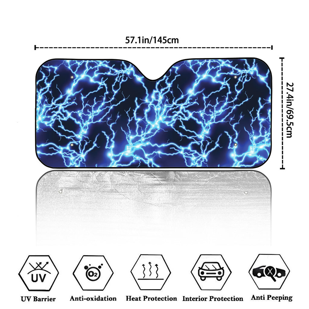 Blue Electric Lightning Print Car Windshield Sun Shade