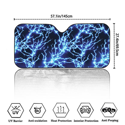 Blue Electric Lightning Print Car Windshield Sun Shade