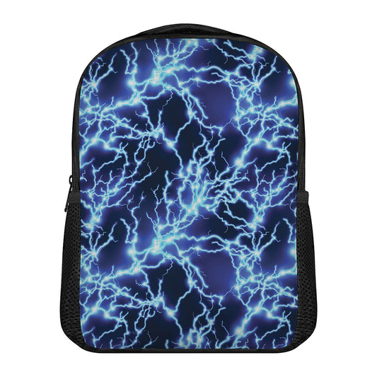 Blue Electric Lightning Print Casual Backpack