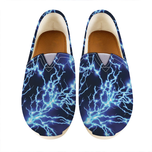 Blue Electric Lightning Print Casual Shoes