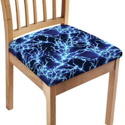 Blue Electric Lightning Print Chair Cushion Cover