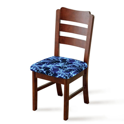 Blue Electric Lightning Print Chair Cushion Cover