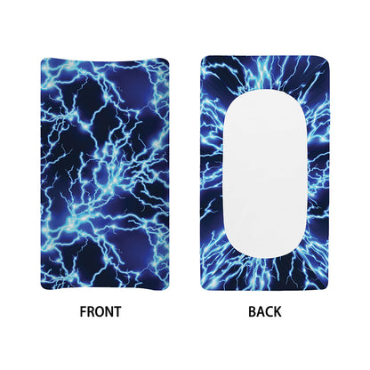 Blue Electric Lightning Print Changing Pad Cover