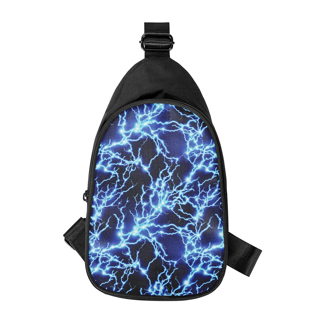 Blue Electric Lightning Print Chest Bag