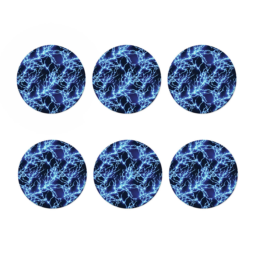 Blue Electric Lightning Print Coaster Set
