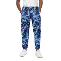 Blue Electric Lightning Print Cotton Sweatpants