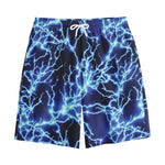 Blue Electric Lightning Print Cotton Shorts