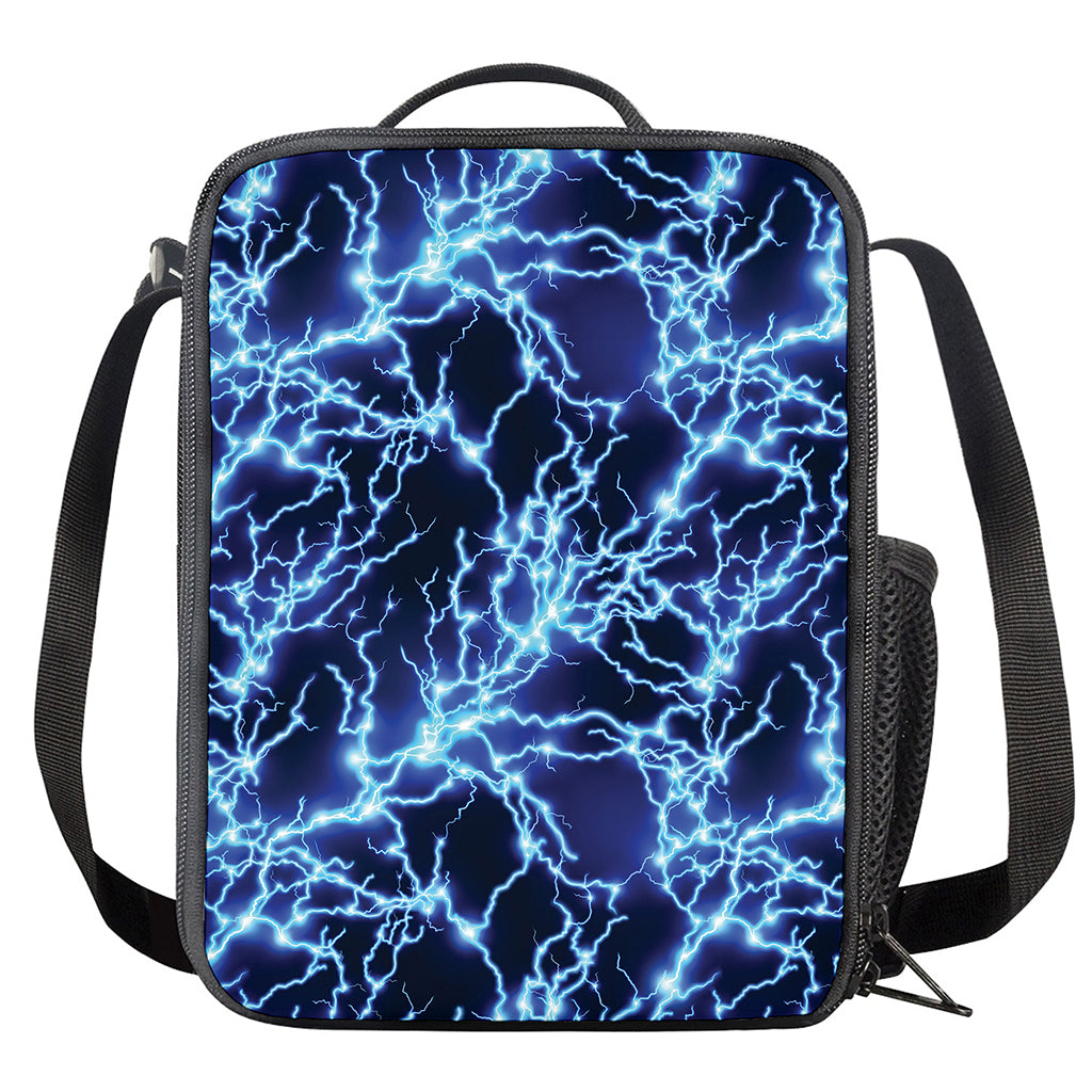 Blue Electric Lightning Print Crossbody Lunch Bag