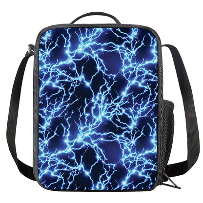 Blue Electric Lightning Print Crossbody Lunch Bag