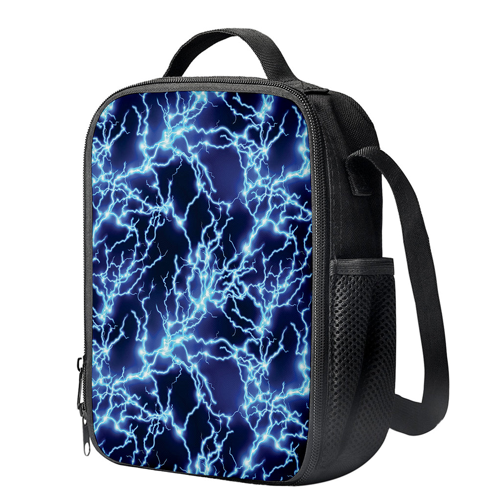 Blue Electric Lightning Print Crossbody Lunch Bag