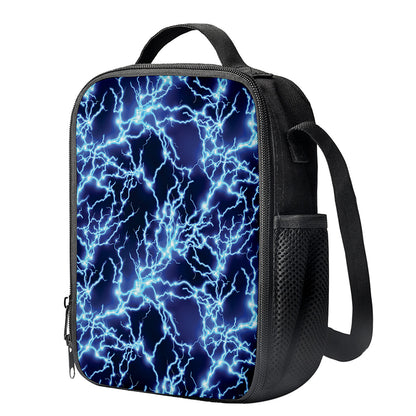 Blue Electric Lightning Print Crossbody Lunch Bag