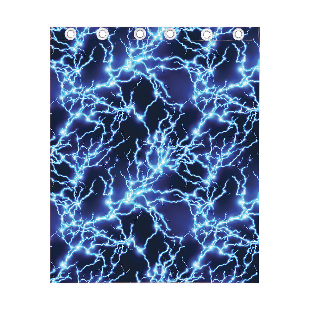 Blue Electric Lightning Print Curtain