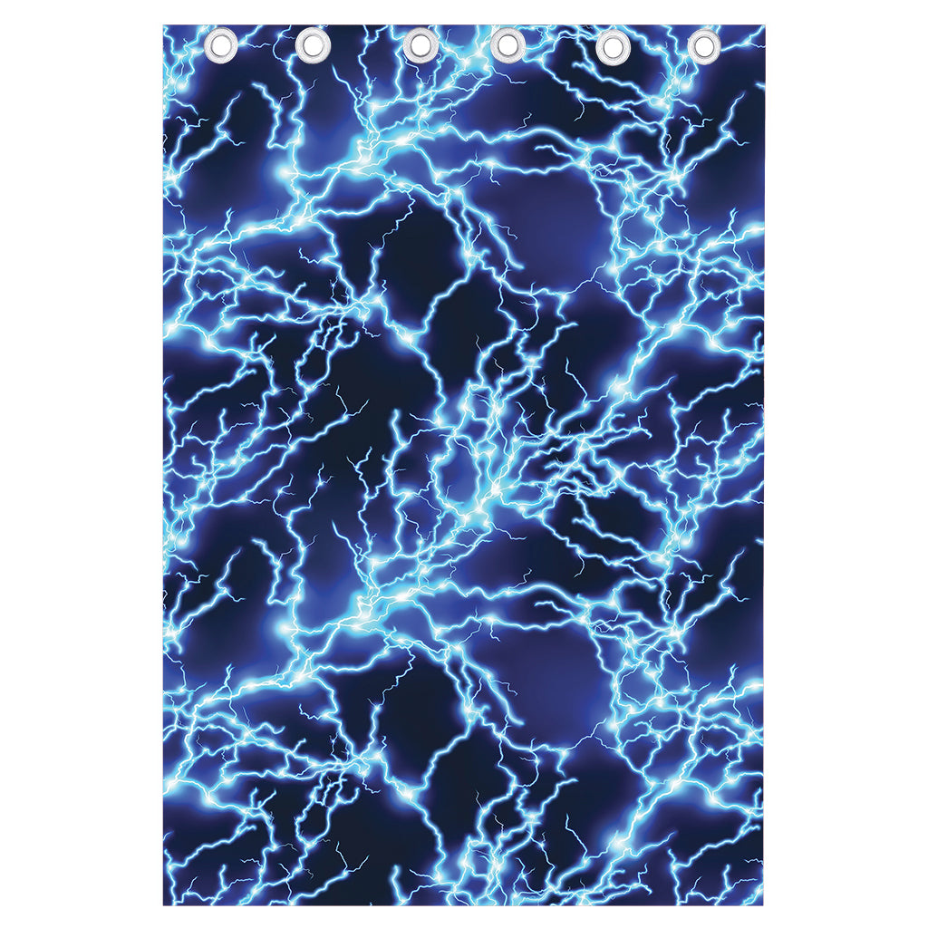 Blue Electric Lightning Print Curtain