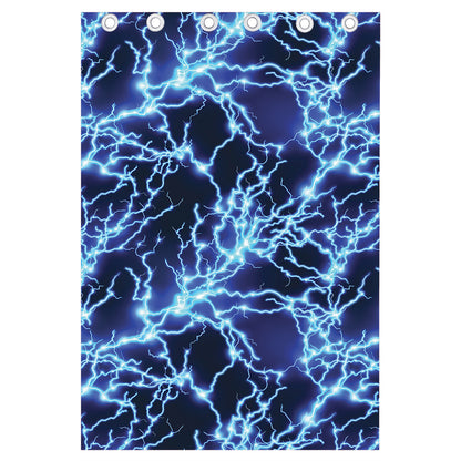 Blue Electric Lightning Print Curtain