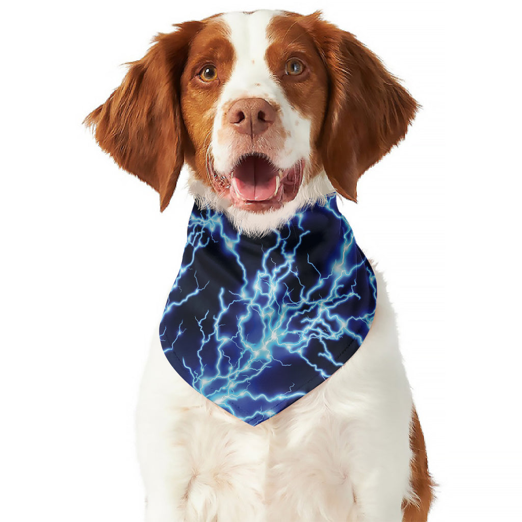 Blue Electric Lightning Print Dog Bandana