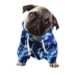 Blue Electric Lightning Print Dog Zip Up Hoodie
