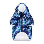 Blue Electric Lightning Print Dog Zip Up Hoodie