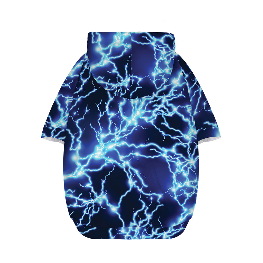Blue Electric Lightning Print Dog Zip Up Hoodie