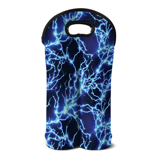Blue Electric Lightning Print Double Neoprene Wine Tote