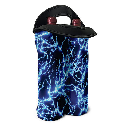 Blue Electric Lightning Print Double Neoprene Wine Tote
