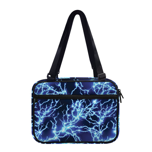 Blue Electric Lightning Print Double Strap Bible Bag
