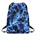 Blue Electric Lightning Print Drawstring Backpack